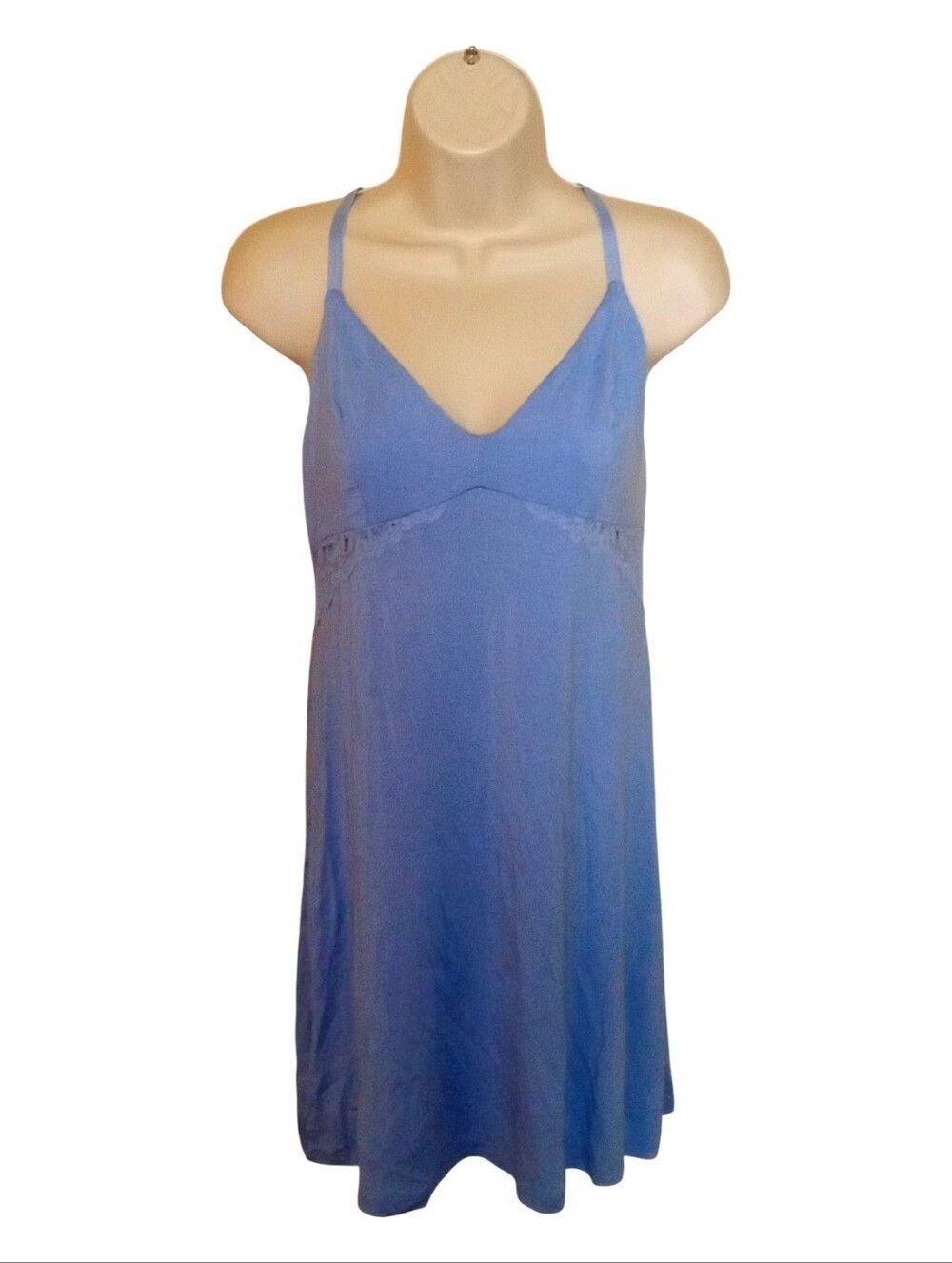 New INC Macy's Lace Inset Nightgown International Concepts Size Medium Blue